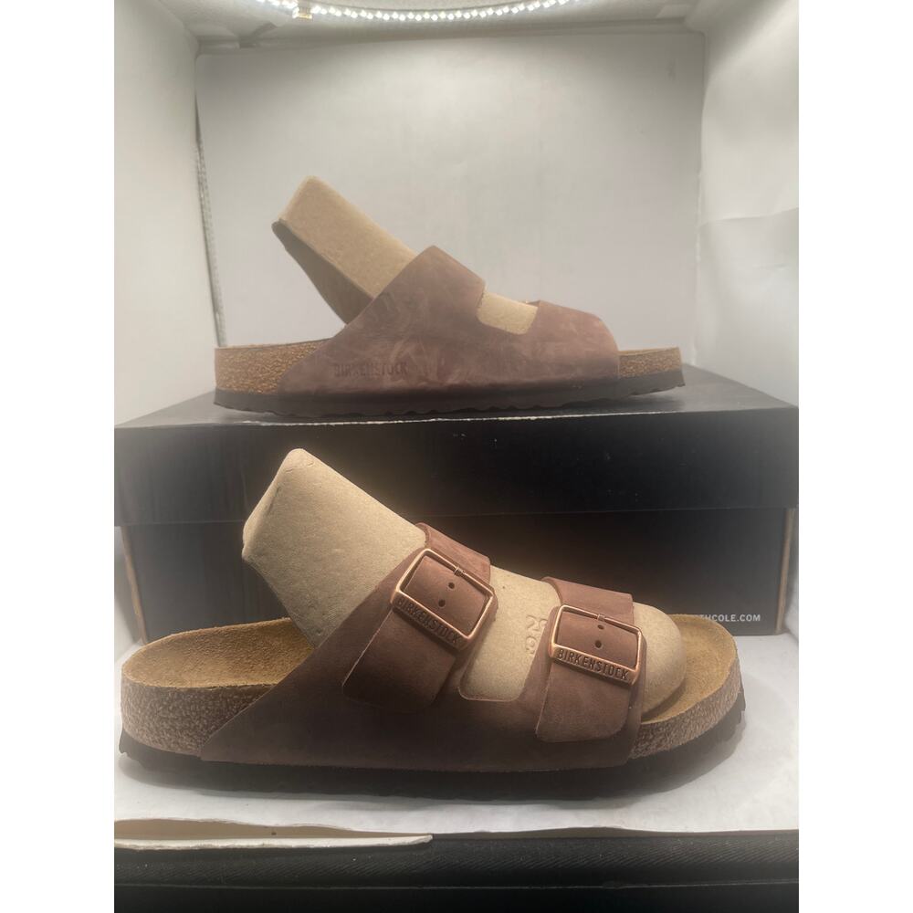 Birkenstock Arizona Oiled Leather Sandals in Cognac EU 40